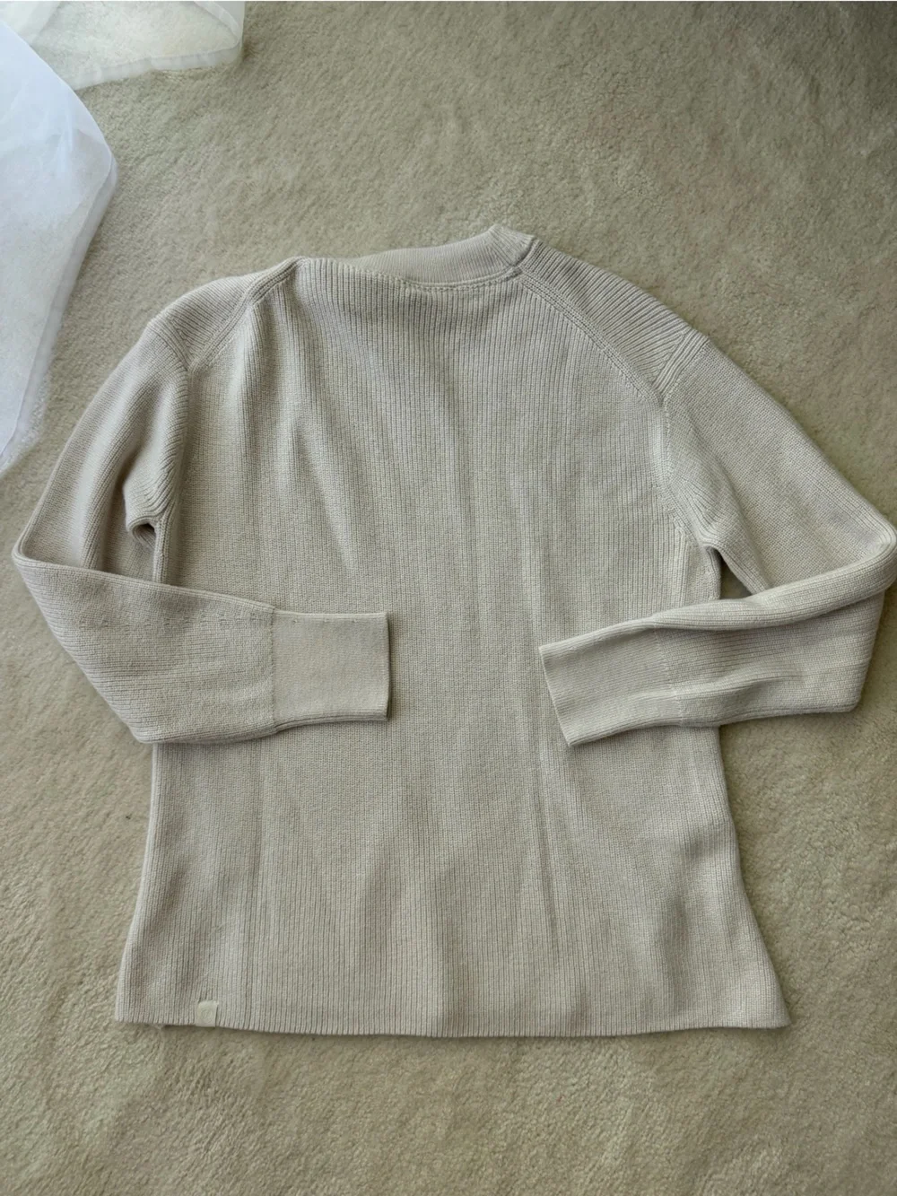 Lululemon Crewneck Ribbed Cream Beige Sweater Side Cuts - Light Beige